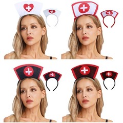 Women Girls Nurse Hat Headband Performance Character Fun Outfit Festival New