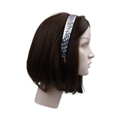 1 Inch Silver Crackle Design Headband for Women and Girls