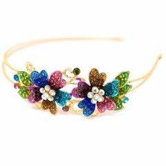 New Fashion Crystal Rhinestone Gold tone metal big Flower design Headband HD112