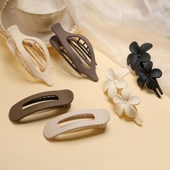 6 Pack Large Flat Claw Clips for Women, 1 Count (Pack of 6), Brown&White