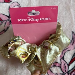 NWT Japan Tokyo Disney beauty and the beast yellow ponytail holder big scrunchie