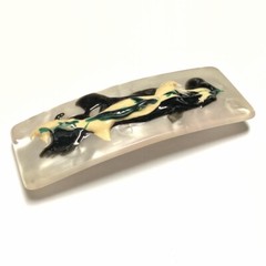 Barrette Hair Clip Modern Abstract Paint Splatter Boho Chic Artsy Made in France