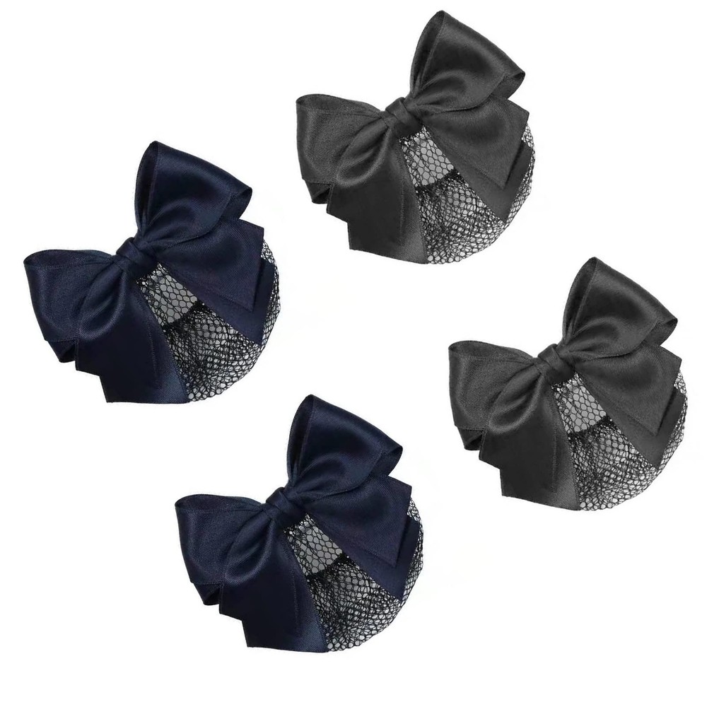 4pcs Women Hair Clips with Bowknot Hair Bun Cover Barrettes Net Snood Hairnet…