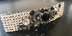 New Multi Rhinestone 3” Hair Barrette Band With Black and Gray Crystal