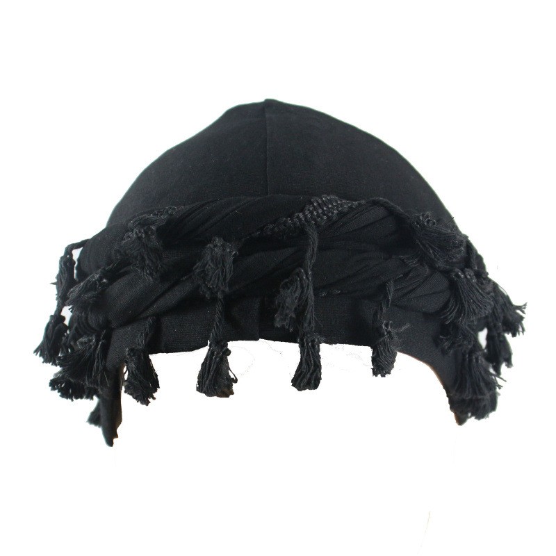 Turban Head Wraps for Men Skull Cap Halo Turban Pre-Tied Tassels Men Satin Lined