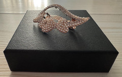 Beautiful Gold Tone Butterflies Crystal Hair Clip Barrette, Brand New W/ Box