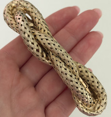 Vintage French Designer Signed Large Gold Tone Woven Hair Clip Made In France