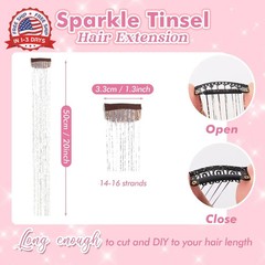 Clip in Hair Tinsel, POROLIR 6Pcs Glitter Fairy Tinsel Hair Extensions 20 Inch S