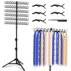 Black Metal Standing Braiding Hair Rack 120 Peg Adjustable Divider Stand