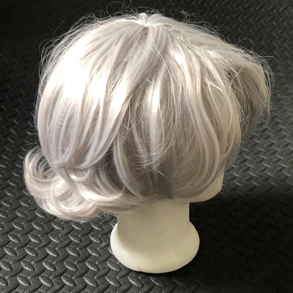 Short Silver White Layered Cosplay Wig