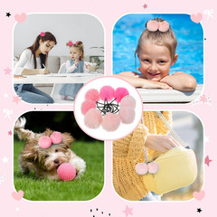 8 Pcs Fluffy Elastic Ball Hair Accessories – Pom Pom Scrunchies in 4 Colors (Pin
