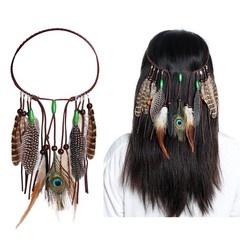 obmwang Indian Feather Headband Boho Feather Headbands Festival Costumes Head…