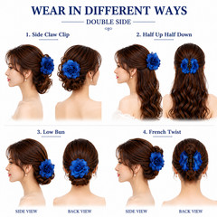 2PC Large Chiffon Rose Flower Hair Claw Clips Double-Sided Rose Hair Accessories