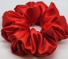XXL Jumbo Women Charmeuse Red Satin Scrunchie Elastic Mothers Day Birthday