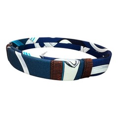 HERMES Headband Made in France One Size Fits All Hairband Navy & White