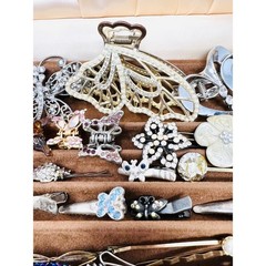 Vintage Silver & Gold Tone Hair Accessory Butterfly Clip, Pins Floral Combs 30pc