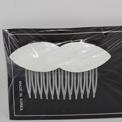 Carved White Mother of Pearl Shell Hair Comb Leaf NEW MOP Styling Comb Accessory