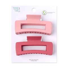 Time And Tru Adult Hair Claw Clips 2 Piece Set Pink