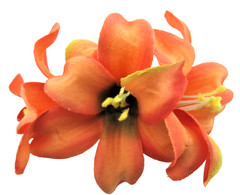 Triple 2″ Mango Orange Lily Silk Flower Hair Clip