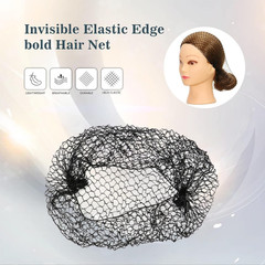24 Count Black Invisible Elastic Edge Thicker Mesh Hair Nets for Women Hair Bun