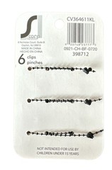 Lot of 2 Illuminate Clips Pinches – Metallic Gold, Black & Silver Colors 12PCS