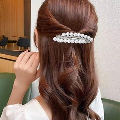 French Pearl Hair Barrettes for Women Silver Elegant Rhinestone Barrettes Cli…