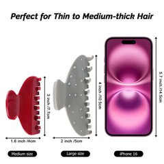 Medium Cute Acetate Hair Claw Clip for Women Girls, 3 Inch Cherry Red Claw Cl…