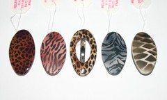 Women Round Oval Hair Barrette Clip Safari Jungle Animal Print Made in France