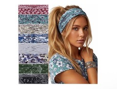 Needbrock 8Pcs Boho Headbands for Women, Non Slip Knotted Hair Bands Fashion Acc