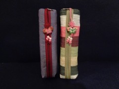 Pair – Gray/Multi-colored Traditional Korean Handmade Cosmetic Bags – 8″ x 2″