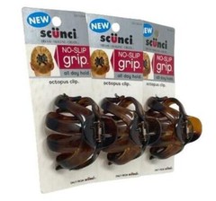 Scunci Octopus Clip (3 in) No-slip Grip All Day Hold (3 Pack) 36168-A