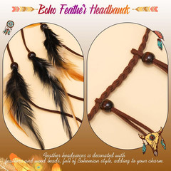 Boho Feather Headband Hippie Headpiece Indian Costume Headdress Hair Accessories