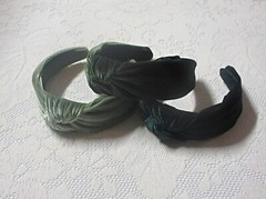 Handmade Retro Preppy Top Knot Green Sage Emerald Velvet Headband in 3 Shades