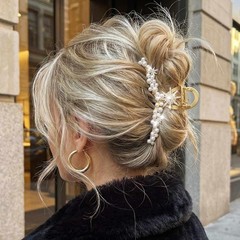 Pearl Hair Claw Clip Gold Rhinestone Star Hair Clips Metal Alloy Claw Clips f…
