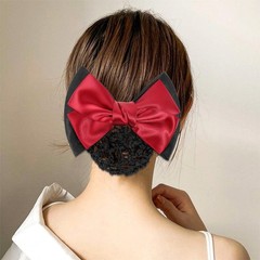 9 PCS Bowknot Hair Snood Net Women Barrette Bow Clip Satin Mesh Hairnet Work