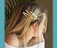 2 Extra Large 4″ Metal Snap Hair Clips pair Minimalist side Barrettes for Women