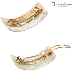 French Amie Broad Curved Oblong Large Celluloid Acetate Hair Barrette for Women