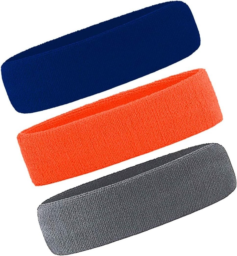 3 Pack Men & Women Sweatband Headband Terry Cloth Moisture Wicking for Sports Te
