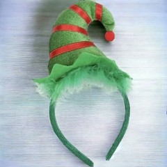 Christmas Elf Headband Green Red Holiday Costume Hair Accessory
