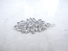 Small crystal leaves hair pin barrette bridal clip for fine thin hair