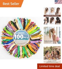 100 PCS Elastic No Crease Soft Ribbon Hair Ties – 20 Colors for Women and Girls