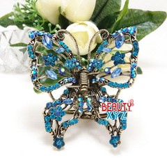 NEW beautyfull multi color crystal big butterfly metal hair claws clips pins