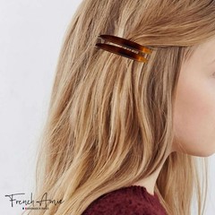 French Amie Narrow Oblong Small Set of 2 Hair Slide-in Barrette Clips