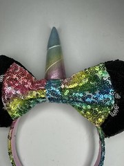 Disney Minnie Black Ears Pastel Rainbow Unicorn Mickey Sequin Mouse Headband