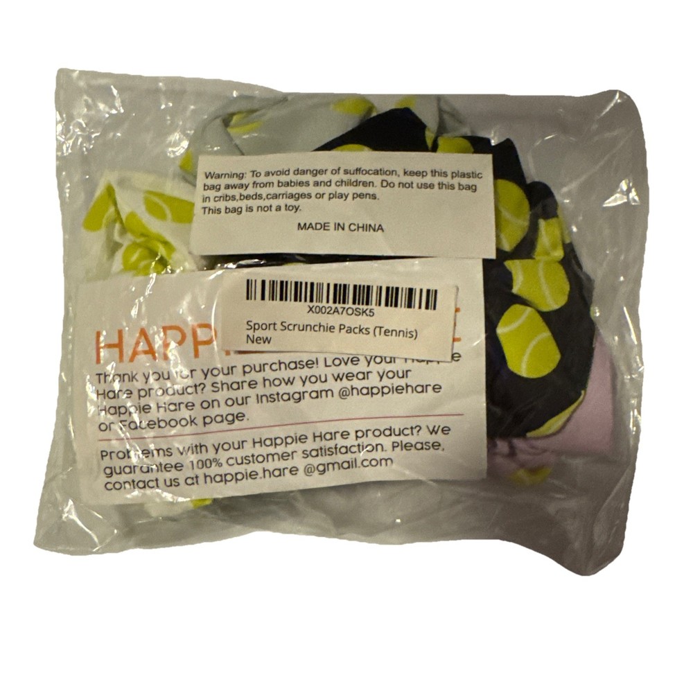 Happy Hare Sport Tennis Scrunchie Hair Ties – Set of 4 – New