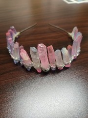 Raw Pink & Purple Crystal Quartz Point Wire-Wrapped Headband