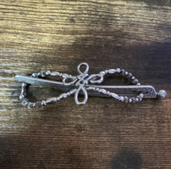 Silver Metal Bow Barrette Hair Clip w/ Beaded Accents, Classic Wedding Party