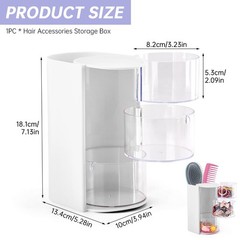 WeiLingBo 3-Layer Hair Accessories Organizer with Brush White