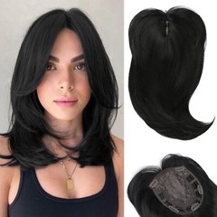 6.3″x6.3″ Ombre Blonde/White/Brown Synthetic Hair Topper for Women Clip in 18″