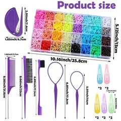 Hair Rubber Bands 2000 Pack 32 Colors Mini Elastic Ties w Styling Tools